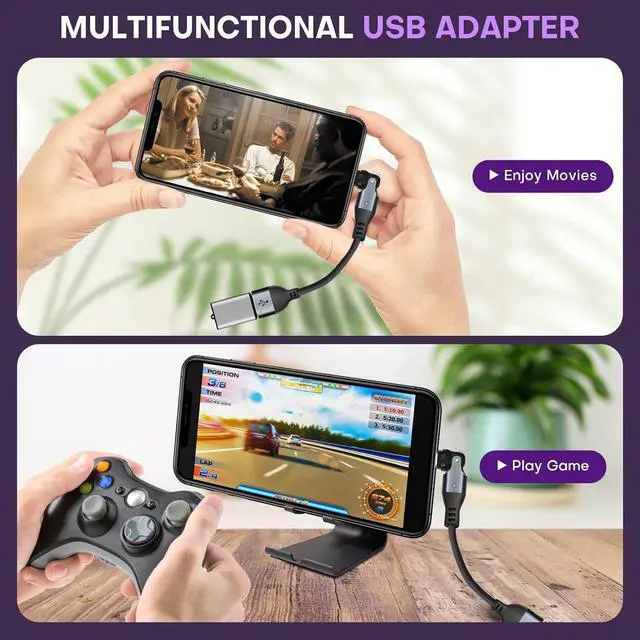 Alt view image 5 of 7 - Magnetic USB A to USB C Extension Cable 10cm, 9-Pin 540° Rotation Swivel Right Angle 90 Degree Connector, 240W PD Fast Charging, E-Marker Chip, Port Protection for Phone iPad Data Transfer, 2Pack