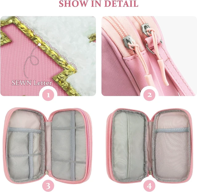 Alt view image 3 of 6 - COSHAYSOO Personalized Electronics Travel Organizer Cable Management Case Phone Charger Charging Cords Tech Accessories Pouch, Unique Trip Gifts for Women Traveler College Teen Girls Vacation Pink
