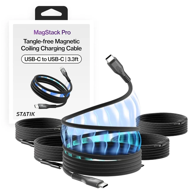 Main image of STATIK MagStack Pro USB C to USB C Coiling Magnetic Charging Cable,100W