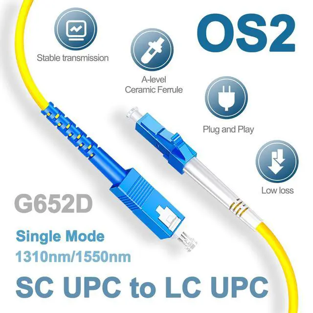 Alt view image 2 of 7 - 5Pcs 1 Meter Fiber Optic Patch Cord SC UPC to LC UPC, Simplex Single Mode Fiber Cable Jumper OS2 G652D 9/125m, 1310nm/1550nm LSZH 3.0mm