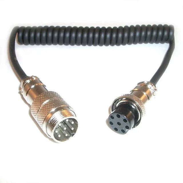 Alt view image 3 of 3 - 8Pin Coiled Mic Microphone Extension Cable Male to Female for Yaesu ICOM Kenwood