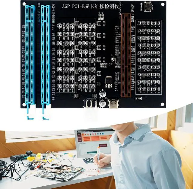 Alt view image 4 of 7 - Computer for Testing Faulty GPUs on AGP and PCIE 16X Slots with Visual Indicators AGP PCIE Diagnostic Card