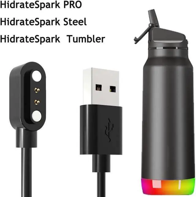 Alt view image 3 of 7 - Charger Compatible with HidrateSpark PRO/HidrateSpark PRO Steel/HidrateSpark PRO Tumber Charger Charging Cable Magnetic USB Mount Accessories (Black)