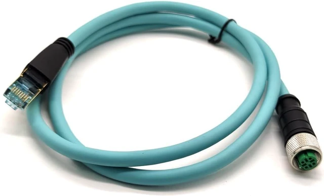 Alt view image 4 of 6 - M12 4 Pin D Code Female to RJ45 Plug High Flex Cat7 Industrial Ethernet PVC Cable 1M