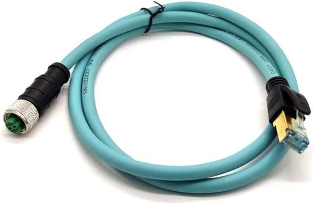 Alt view image 5 of 6 - M12 4 Pin D Code Female to RJ45 Plug High Flex Cat7 Industrial Ethernet PVC Cable 1M