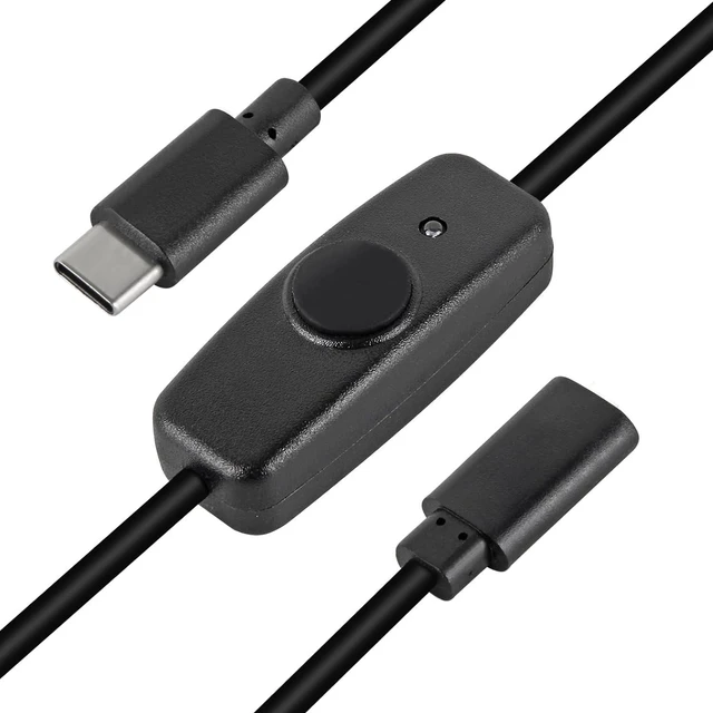 Alt view image 4 of 6 - ACEIRMC 4pcs Upgraded 28cm(11 inch) USB C Male to Female On/Off Switch Cable Short USB Extension Cable with On Off Switch for Raspberry Pi 4