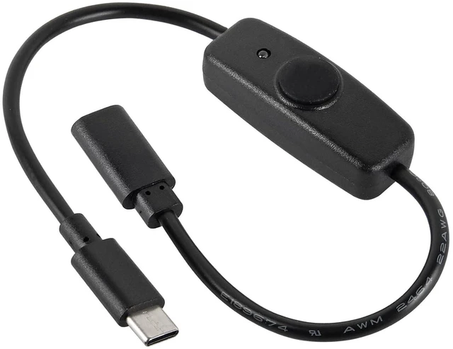 Alt view image 6 of 6 - ACEIRMC 4pcs Upgraded 28cm(11 inch) USB C Male to Female On/Off Switch Cable Short USB Extension Cable with On Off Switch for Raspberry Pi 4
