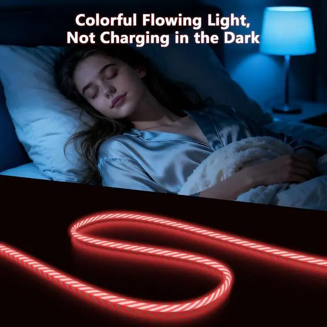 Alt view image 5 of 7 - 3-in-1 Light Up LED Flowing Lightning/Type C/Micro USB Car Glowing Charge Cable for ,Red Multi RGB Car Charger Cord for 15/14/13/12/11 Pro Max/XR/XS/SE,/Android/-4FT