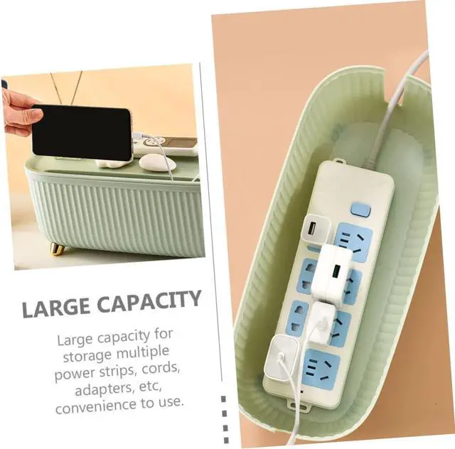 Alt view image 7 of 7 - Homoyoyo Cable Management Box Storage for Power Strips and Adapters Abs Material Large Capacity with Lid