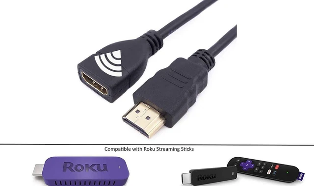 Alt view image 2 of 6 - HDMI Extender Replacement for Roku/TV Stick 4K Max/Lite, Google Chromecast, Switch, Xbox One, PS4, PS3, HDMI Male to Female Cable 5 ft