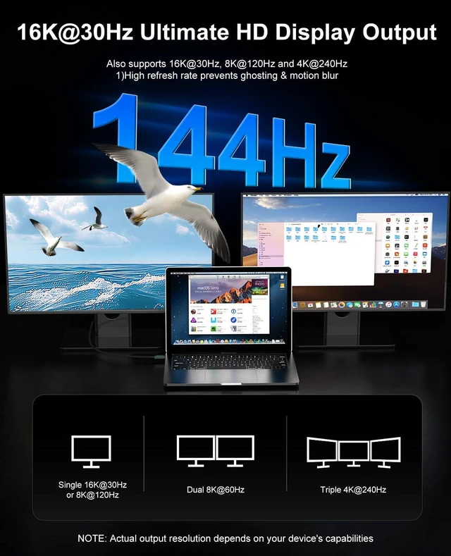 Alt view image 4 of 7 - USB 4 Cable for Thunderbolt 5 Cable 6.6ft, 120Gbps Dynamic Data Transfer, 240W Fast Charging, 16K/Dual 8K/4K Video Display for Monitor, Compatible with MacBook, iPhone 17/16, eGPU, SSD & Dock