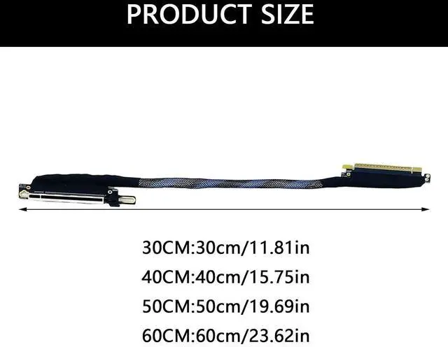 Alt view image 7 of 7 - Advanced PCIE 5.0 X16 Extender Extension Cable with Gold Plated Connectors and Metal Shielding Optional Length