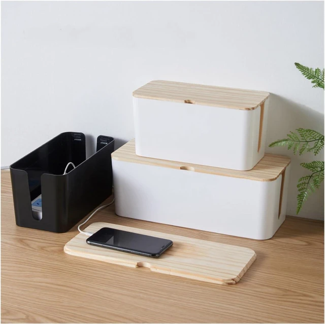 Alt view image 2 of 7 - Cable Box Tidy,Cable Organiser Box,Cable Tidy Box 3 Sizes Plastic Wire Storage Box Power Line Storage Cases Junction Box Cable Tidy Storage Box Household Necessities Extension Lead Cable Tidy Box(4)(8