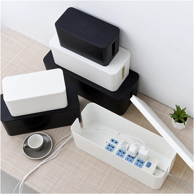 Alt view image 6 of 7 - Cable Box Tidy,Cable Organiser Box,Cable Tidy Box 3 Sizes Plastic Wire Storage Box Power Line Storage Cases Junction Box Cable Tidy Storage Box Household Necessities Extension Lead Cable Tidy Box(4)(8