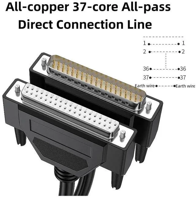 Alt view image 3 of 7 - Pure Copper DB37 Extension Cable Male to Male to Female 37-pin Cable Parallel Port Cable Serial Computer Printer Data Cable(5M,Female to Female)