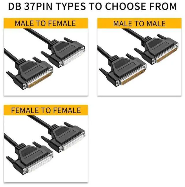 Alt view image 6 of 7 - Pure Copper DB37 Extension Cable Male to Male to Female 37-pin Cable Parallel Port Cable Serial Computer Printer Data Cable(5M,Female to Female)