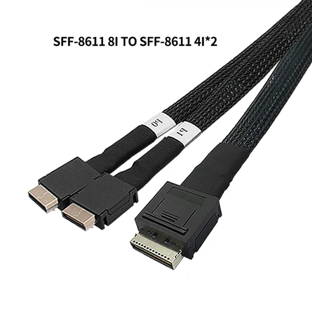 Alt view image 3 of 7 - Highly Speed Data Transfer Cable for Servers, 50cm SFF8611 8i to SFF8611 4ix2 Cord for IT Hardware Engineering