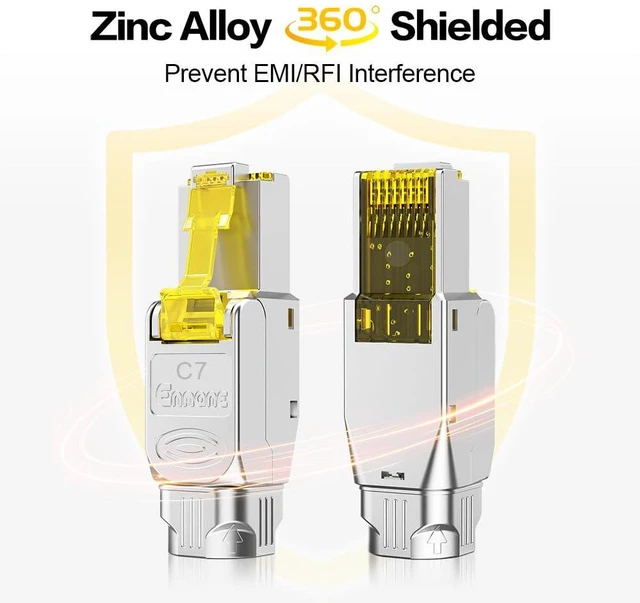 Alt view image 5 of 7 - CAT7 RJ45 Connector Tool-Free Shielded CAT7 Connector Toolless for 23 to 26 AWG Network Cable(6pcs)