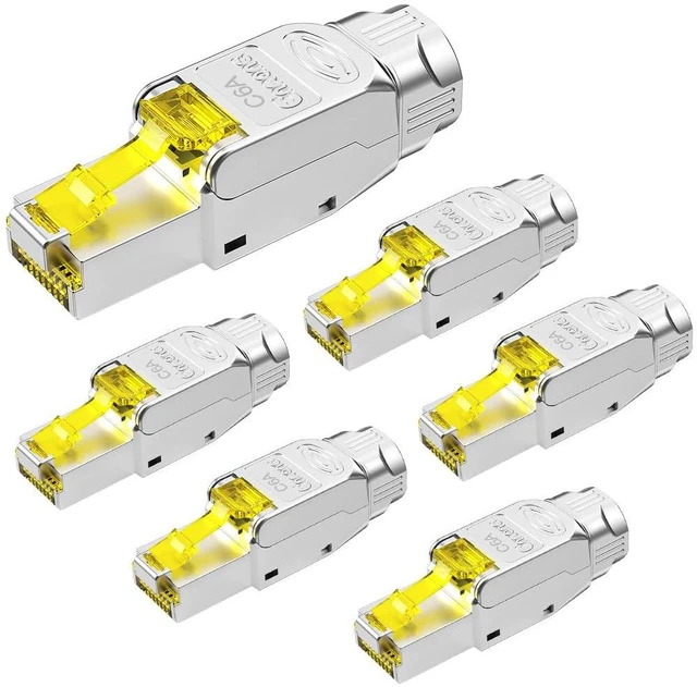 Main image of CAT6A RJ45 Connector Tool-Free Shielded CAT6A Connector Toolless for 23 to 26 AWG Network Cable(6pcs)