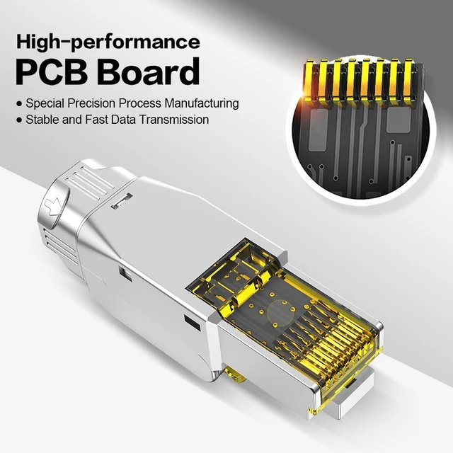 Alt view image 2 of 7 - CAT6A RJ45 Connector Tool-Free Shielded CAT6A Connector Toolless for 23 to 26 AWG Network Cable(6pcs)