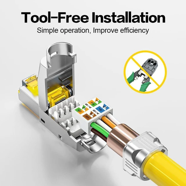 Alt view image 4 of 7 - CAT6A RJ45 Connector Tool-Free Shielded CAT6A Connector Toolless for 23 to 26 AWG Network Cable(6pcs)