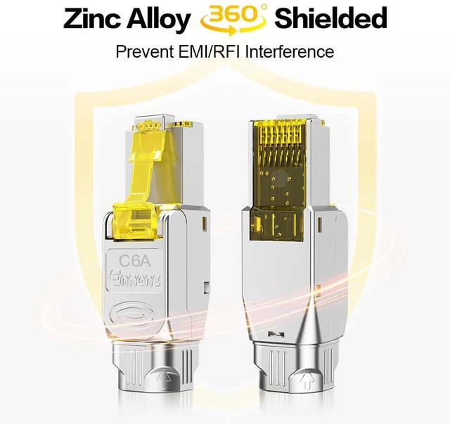 Alt view image 5 of 7 - CAT6A RJ45 Connector Tool-Free Shielded CAT6A Connector Toolless for 23 to 26 AWG Network Cable(6pcs)