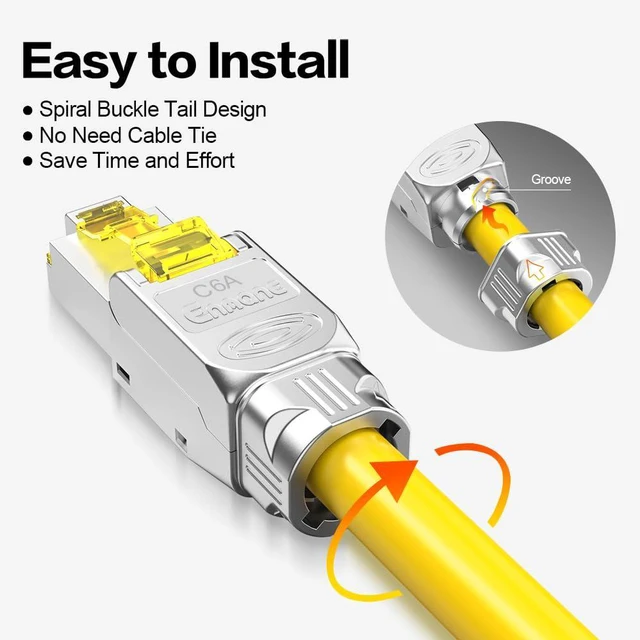 Alt view image 6 of 7 - CAT6A RJ45 Connector Tool-Free Shielded CAT6A Connector Toolless for 23 to 26 AWG Network Cable(6pcs)