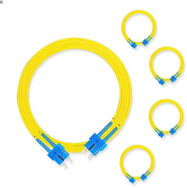 Main image of 5Pcs 3 Meter Fiber Optic Patch Cord SC UPC to SC UPC, Duplex Single Mode Fiber Cable Jumper OS2 G652D 9/125m, 1310nm/1550nm LSZH 3.0mm