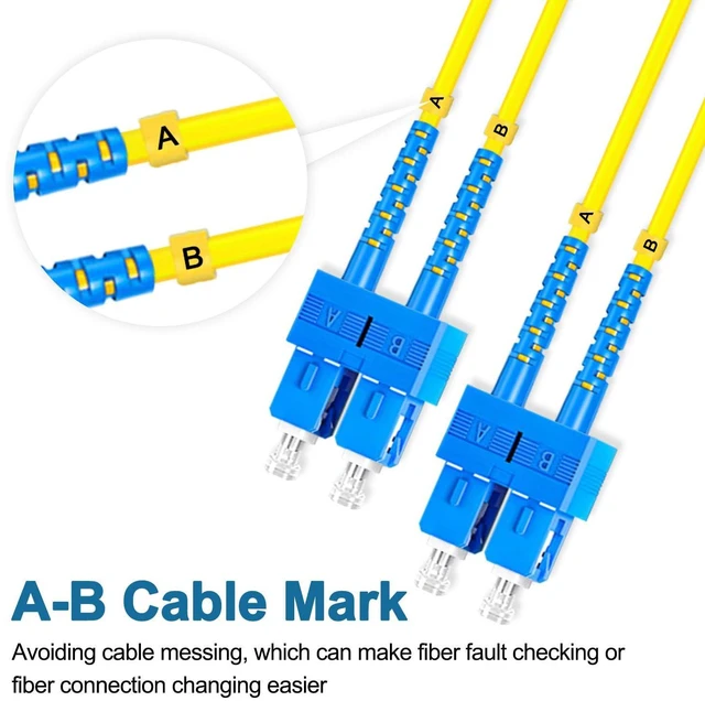 Alt view image 4 of 7 - 5Pcs 3 Meter Fiber Optic Patch Cord SC UPC to SC UPC, Duplex Single Mode Fiber Cable Jumper OS2 G652D 9/125m, 1310nm/1550nm LSZH 3.0mm