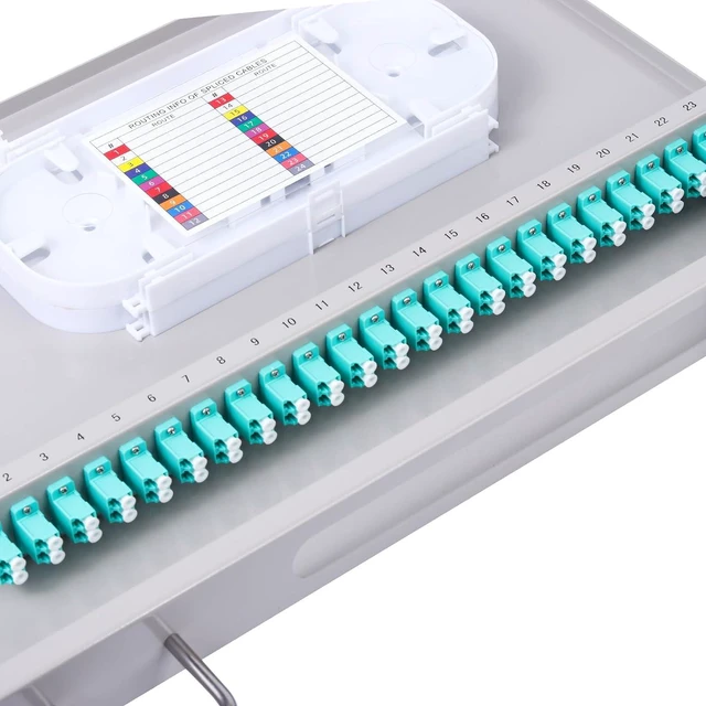 Alt view image 6 of 7 - LC-OM3 24 Duplex 48 Port Rack Mount Enclosure Box with Splice Tray (Rotating Type, with Fiber Pigtails and Couplers) Fits for 19" Rack Cabinet