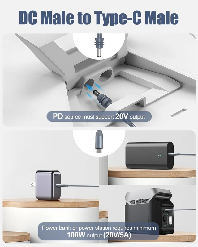 Alt view image 3 of 7 - Starlink Mini Cable USB C to DC Power Cable 49.2FT, 100W Input Power Cable with Detection Light for Starlink Mini, Waterproof, Compatible with 100W+ PD Source, Starlink Mini Accessories