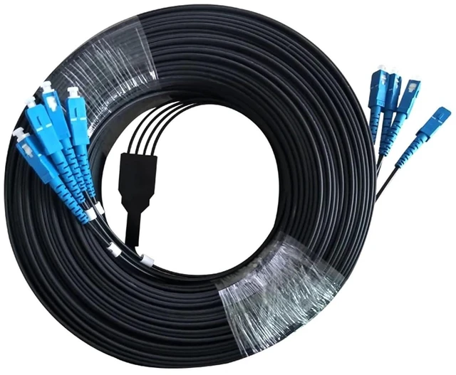 Main image of Outdoor Fiber Optic Drop Cable,4 cores,FTTH,Single Mode,Fiber Patch Cord Jumper with LC SC FC ST UPC/A Connector(SC UPC SC UPC 20m)