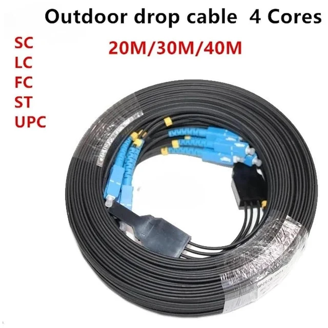 Alt view image 2 of 5 - Outdoor Fiber Optic Drop Cable,4 cores,FTTH,Single Mode,Fiber Patch Cord Jumper with LC SC FC ST UPC/A Connector(SC UPC SC UPC 20m)