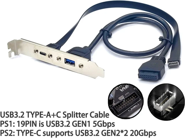Alt view image 4 of 7 - USB3.2 Front Panel Header Type E To USB C Female Extension Cable High Speed Data Transmission And Power Supply
