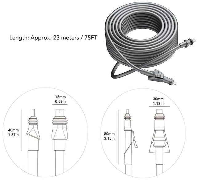 Alt view image 6 of 7 - Cable 75FT for Flat High Performance, Copper Coring Rubber Housing Satellite Cable Replacement, POE Satellite Extension Cord, Plug and Play