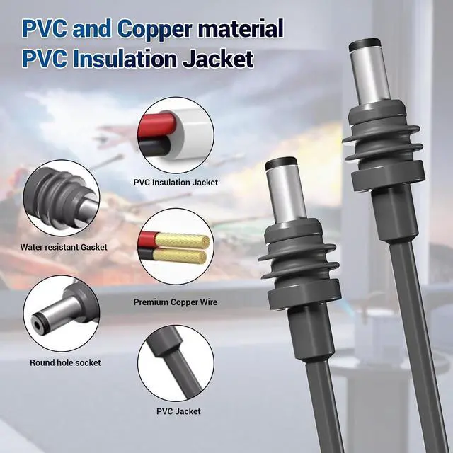 Alt view image 2 of 7 - Zopsc 75FT Satellite DC Power Extension Cable, 20AWG, IP68 Water , Plug and Play Power Cord, for CCTV Security Camera Indoor Outdoor