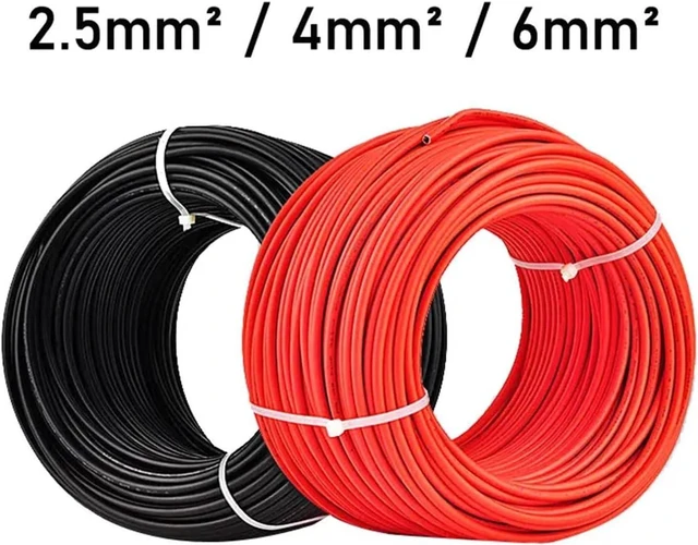 Alt view image 2 of 5 - Solar pv Cable Panel Wire Photovoltaic Cable 2.5mm2 4mm2 6mm2 Solar Power Cable Wire/TUV Cable for PV Panels Connection Red Black XLPE Jacket(Red,15M_AWG13-2.5MM2)