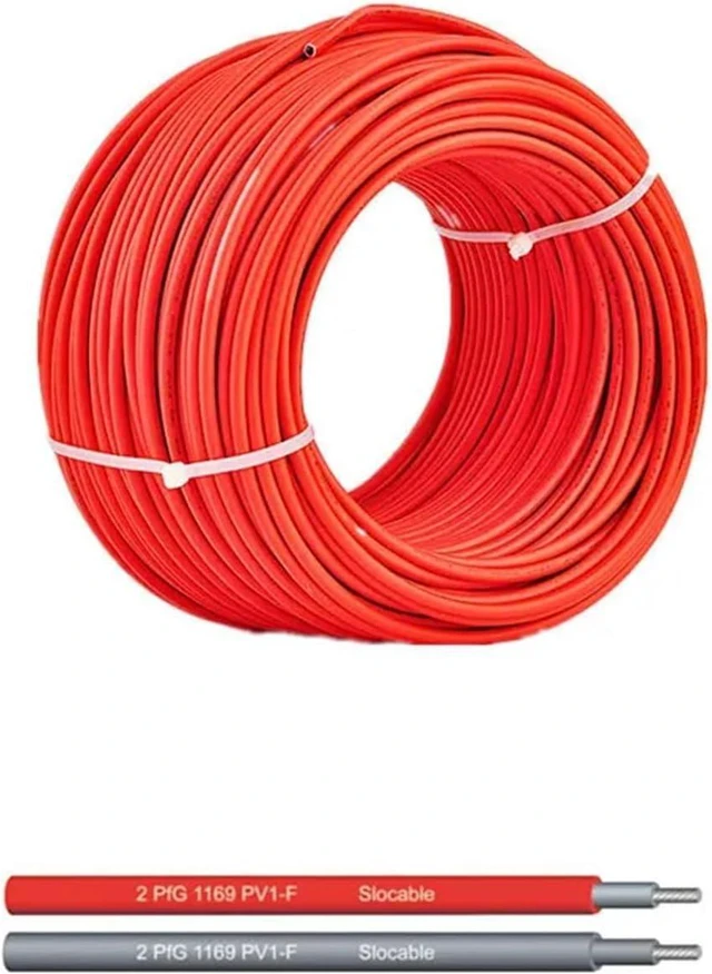 Alt view image 5 of 5 - Solar pv Cable Panel Wire Photovoltaic Cable 2.5mm2 4mm2 6mm2 Solar Power Cable Wire/TUV Cable for PV Panels Connection Red Black XLPE Jacket(Red,15M_AWG13-2.5MM2)
