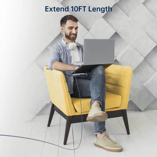 Alt view image 4 of 7 - 10FT for Thunderbolt 5 Cable, High Speed 40Gbps, PD 240W, 8K@60Hz, 4K@144Hz, USB4 V2 Cable, USB C Display Cable for Thunderbolt 4, Mac mini M4, iPhone 17, Razer Blade, ACASIS SSD