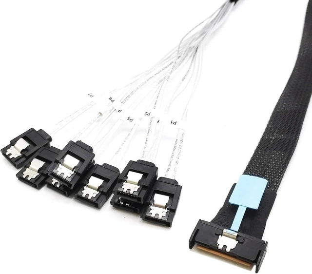 Main image of High Speed 8i(74P) to 8xSATA Conversion Cable pieceIE5.0 Port 24Gbps SAS4.0 Power Cable for Server Data Transfer
