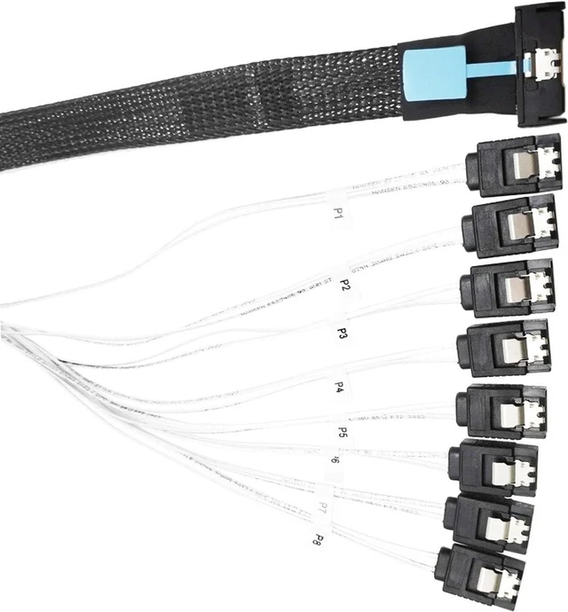 Alt view image 3 of 7 - High Speed 8i(74P) to 8xSATA Conversion Cable pieceIE5.0 Port 24Gbps SAS4.0 Power Cable for Server Data Transfer