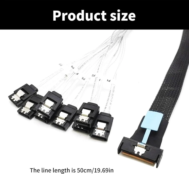Alt view image 4 of 7 - High Speed 8i(74P) to 8xSATA Conversion Cable pieceIE5.0 Port 24Gbps SAS4.0 Power Cable for Server Data Transfer