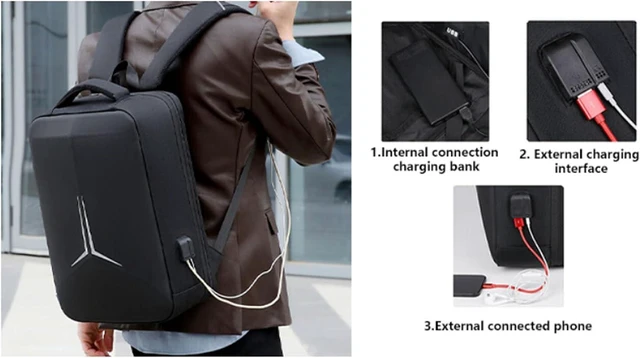 Alt view image 4 of 7 - Mini Travel Bag, Water Resistant Protective Breathable Storage Bag with USB Charging Port for Mini Dish Power Supply Cables Pipe Adapter, Outdoor Travel Bag