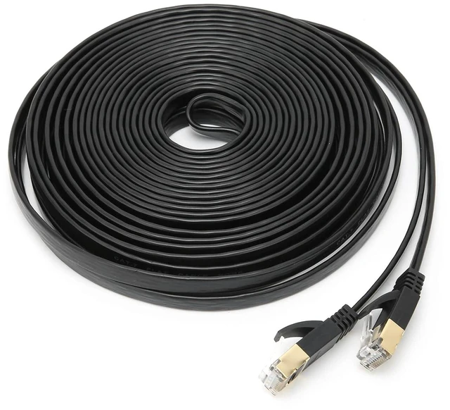 Alt view image 3 of 7 - 10 Gigabit Double Shielded CAT7 Network Cable, 8 Core Twisted Pair Wire, High Speed Data Transmission for Routers, Computers, Smart TVs, RJ45 Connector, 600Mhz Bandwidth (30M)