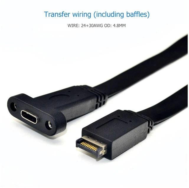 Alt view image 3 of 3 - Type E Male to Type C USB 3.1 Front Panel Header Motherboard Expansion Cable 10gbps High-Speed Transmission Functions