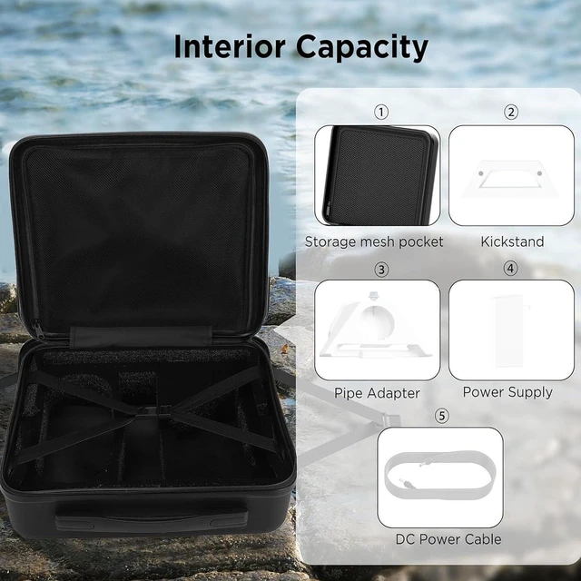Alt view image 7 of 7 - Mini Case, Waterproof Hard Case, Portable Travel Case for Starlink Mini Dish and All Accessories, Cable, Kickstand, Power Supply, Pipe Adapter, RV Travel & Outdoor Use