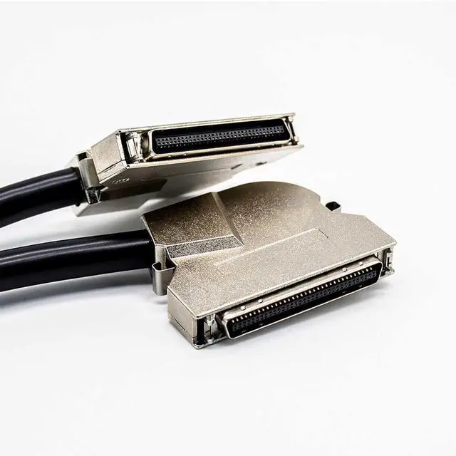 Alt view image 3 of 6 - SCSI HPCN 68 Pin Male to HPCN 68Pin Male Double Right Angle Zinc Alloy Field Assembly Cable 2Meter