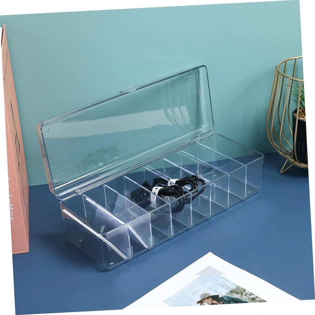 Alt view image 5 of 7 - Cable Organizer Box Plastic Cord Storage with Label Stickers and Ties 2 Pcs for School Season