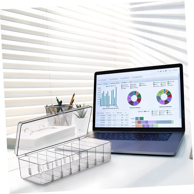 Alt view image 6 of 7 - Cable Organizer Box Plastic Cord Storage with Label Stickers and Ties 2 Pcs for School Season