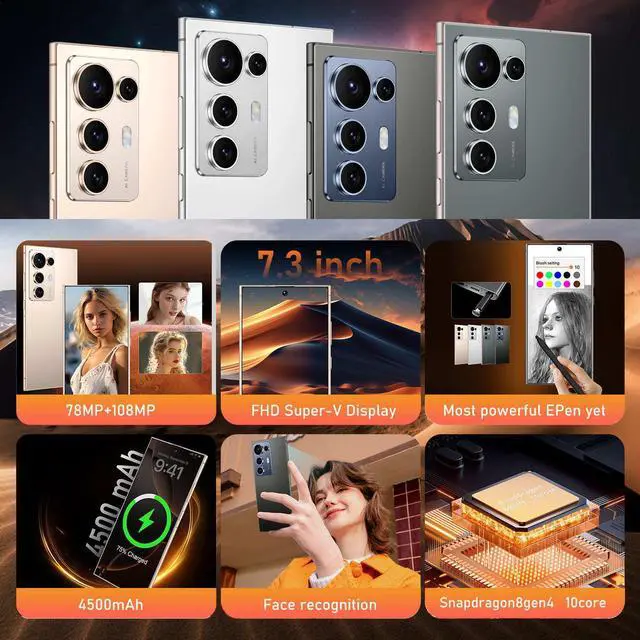 Alt view image 4 of 7 - Smartphone C25 Ultra with Android 3 and 64GB storage, large 7.3-inch screen, sourced from the original manufacturer.